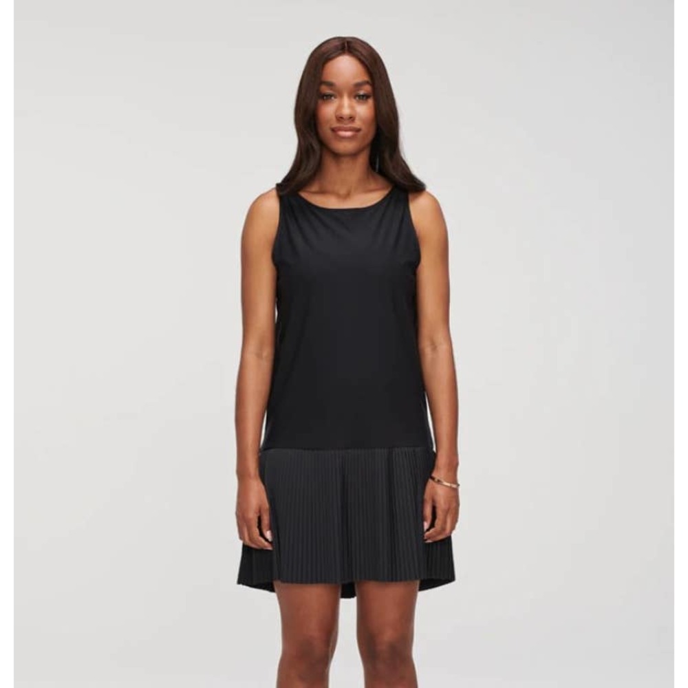 New Cotidie Simone Tank Dress Black Pleated Drop Waist Everyday USA Made Sz.XXS